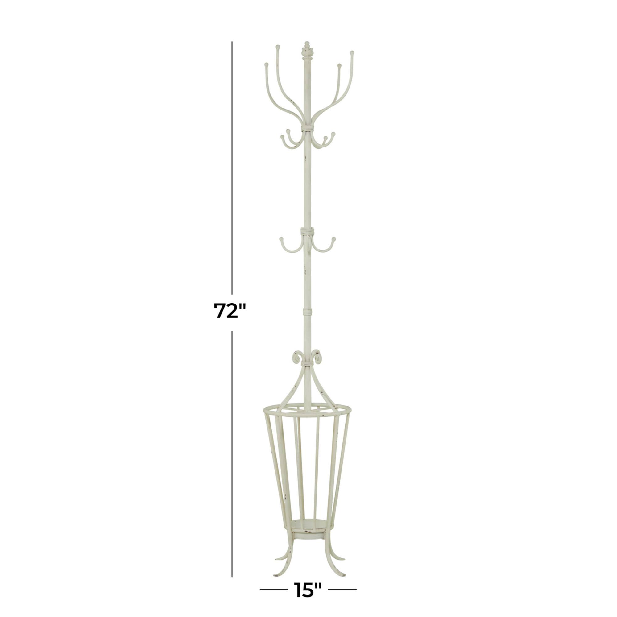 White Metal Farmhouse Coat Rack 72" x 15" x 15"